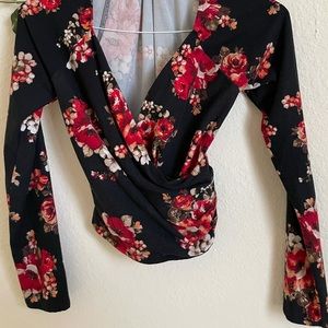 Floral Long Sleeves V-Neck